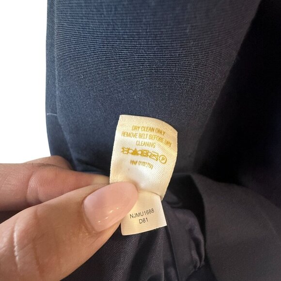 Kate Spade Size 4 Talitha Navy Blue Ruffle Hem Dress Slim Bow Belt Sleeveless - Picture 14 of 15